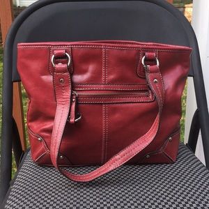 Nine West Beautiful Lined Red Leather Bag